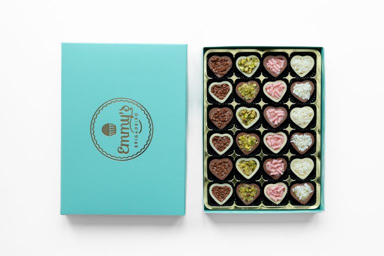 Box of 24 Chocolate Hearts filled with Brigadeiro