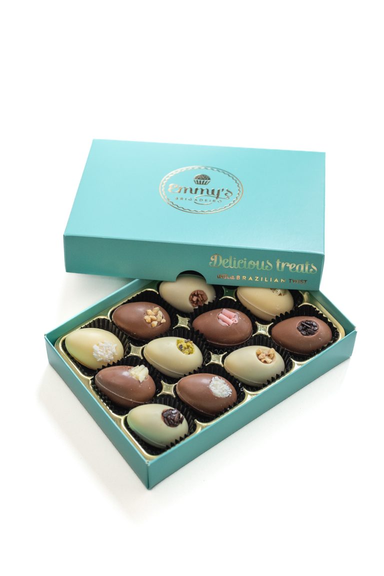 Box of 12 Chocolate Eggs filled with Brigadeiro