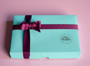 Box of 24 Merry Christmas with Burgundy Ribbon
