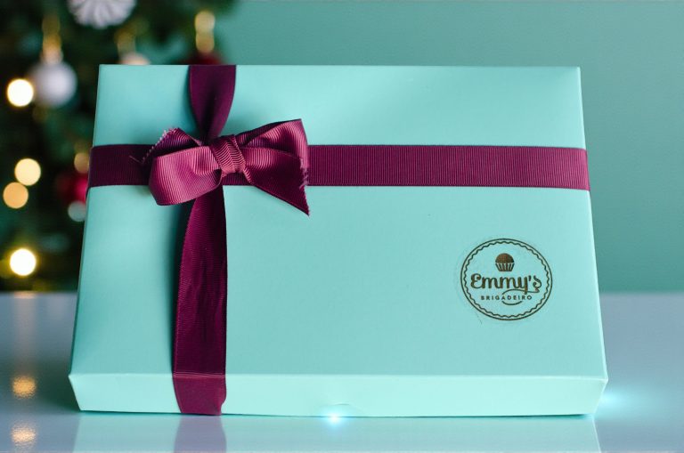 Box of 24 Brigadeiros with Christmas Burgundy Ribbon